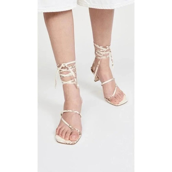 Paris Texas Faded Python Print Wrap Sandals Faded Natural Beige Size 37.5 - Picture 1 of 8